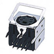 Mini Din Connector, 4 Position, with Front Spring Ground, Straight Grounding Tabs, Snap Fit Terminal Tab