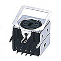 Mini Din Connector, 6 Position, with Front Spring Ground, Straight Grounding Tabs, Snap Fit Terminal Tab