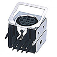 Mini Din Connector, 8 Position, with Front Spring Ground, Straight Grounding Tabs, Snap Fit Terminal Tab