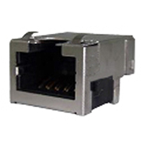 Modular Jack, Single Port, Low Profile, Mid Mount, Shielded, With LED, 5.50mm Offset, EMI Tabs on Top