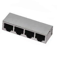 Modular Jack, RJ45, 4 Port, Side Entry, CAT 5 Shielded, Front 4.57mm