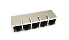 Modular Jack, RJ45, 5 Port, Single Row, Shielded, with Spring Tabs on Top & Sides,    3.65mm Front Tab, 2 Rear Tabs