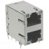 Modular Jack, RJ45, 1x2, with EMI Panel Grounds on Top, Sides & Bottom, CAT 5