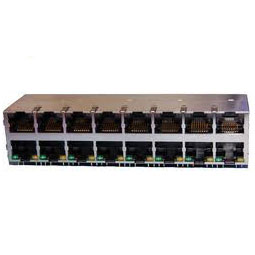 Modular Jack, RJ45, with LED, 2x4, with Panel Grounds on Top and Sides, CAT 5