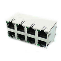 Modular Jack, RJ45, 2x4, with EMI Panel Grounds on Top, Sides & Bottom, CAT 5
