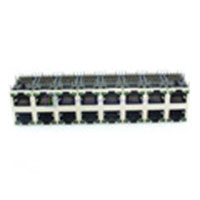 Modular Jack, RJ45, 2x8, with EMI Panel Grounds on Top, Sides & Bottom, CAT 5