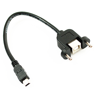 USB - B Female to Mini - B Male Direct Screw Panel Mount Cable
