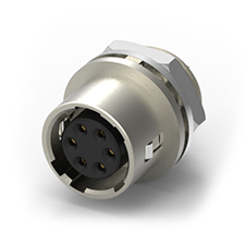 Circular Quick Lock Connector (Push / Pull Type), Size 7, Receptacle, Panel Mount, Solder Cup Termination