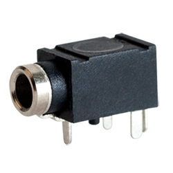 Audio Jack, 2.5mm, Right Angle Thru Hole, Metal Bushing, 5.0mm Width, 5.0mm Height