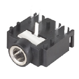 Stereo Jack 3.5 mm;14 mm (L) x 12 mm (W) x 5 mm (H); Black Body w/ All Plastic Bushing with Inner Metal Ring