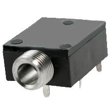 Audio Jack, 3.5mm; Right Angle ;11.5 mm Width, 6.0mm Height, 14 mm  Length;Thru Hole ; Threaded Bushings; Black Cover
