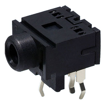 Stereo, Earphone, Audio Jack, 3.5mm, Thru Hole, Body Width (12.0mm), Short Body (11.5mm), All Plastic Bushing, Non Threaded