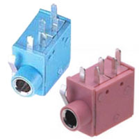 Stereo, Earphone, Audio Jack, 3.5mm, Body Width (8.1mm), All Plastic Bushing w/ Inner Metal Ring, Front Panel Ground Spring; Pantone Colors and Black