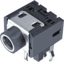 Stereo Jack 3.5 mm; All Plastic Black Color Insulator Cover On Non Threaded Bushing w/ Inner Metal Ring; High Profile