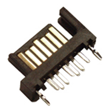 SATA, 7 Pin, Male, Vertical, Thru Hole Mount, With Metal PCB Fork Lock